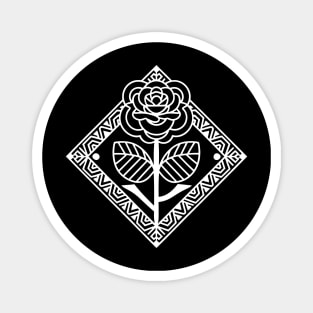 Line Art Rose 2 (White) Magnet